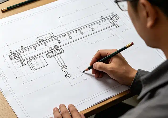 Customized drawing of single girder overhead crane
