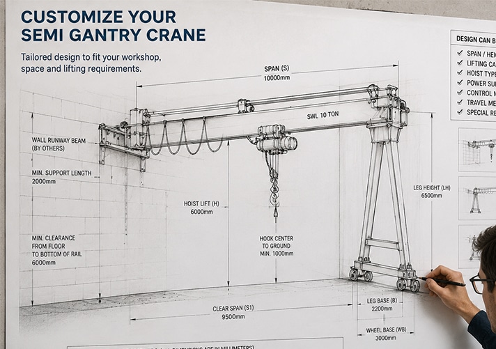 Custom drawing of semi-gantry crane