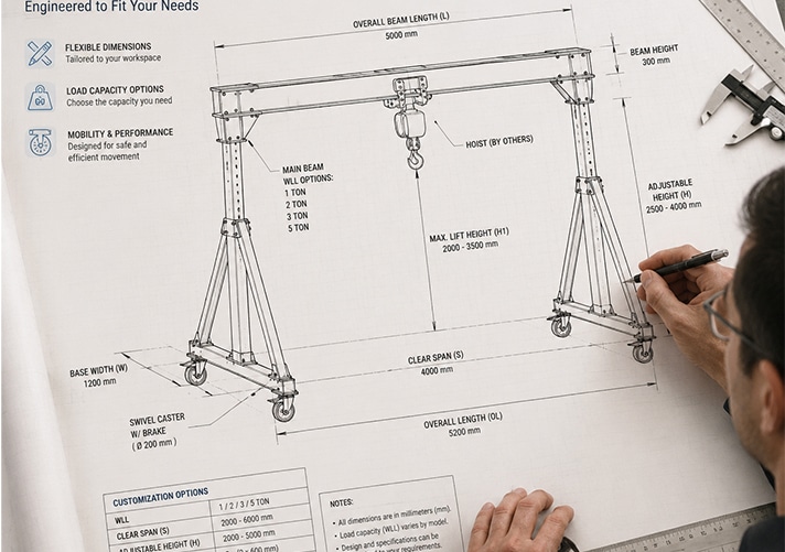 Portable gantry crane customization drawings