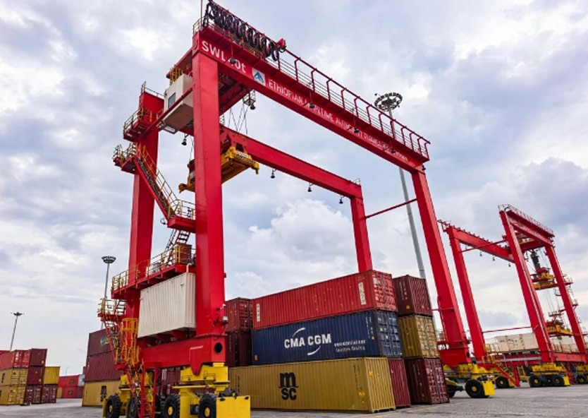 RTG cranes supporting container handling and stacking operations.
