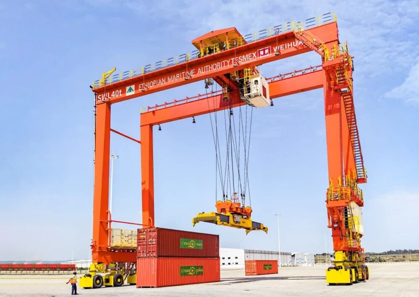 Weihua lifting equipment serving daily operations at Modjo Dry Port.